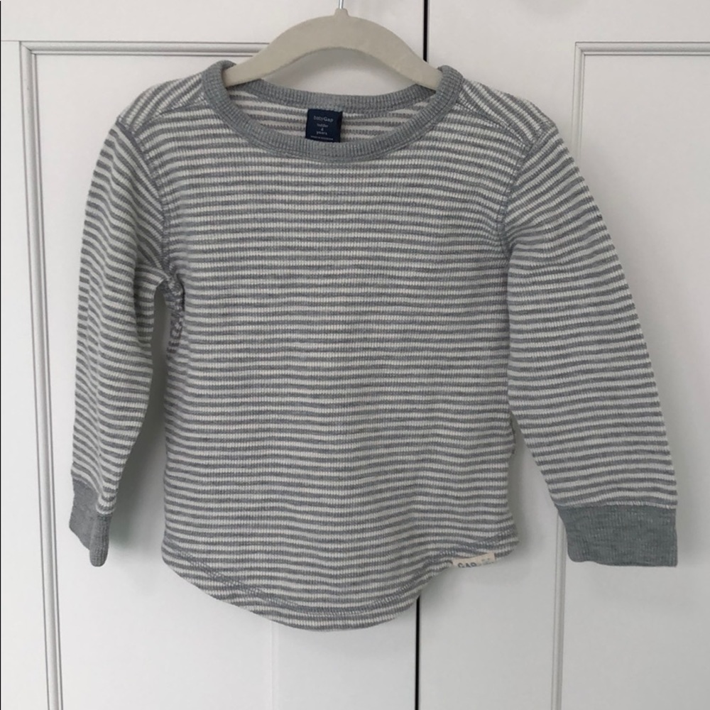 BanyGap gray and white stripe waffle tee